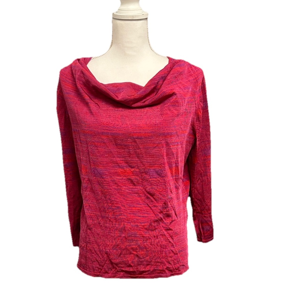 Jones New York Vintage‎ Women's Pink Cowl Neck Sweater Top Size XL Striped Retro